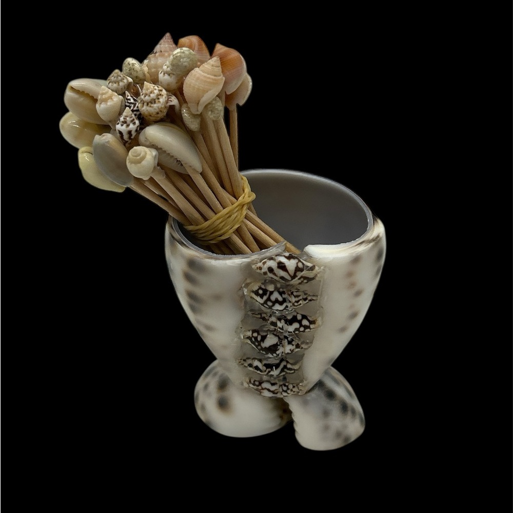 Seashell Toothpick Holder Cocktail Picks NEW